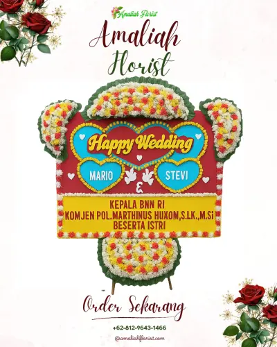 Karangan Papan Bunga Pernikahan di Damai Bahagia